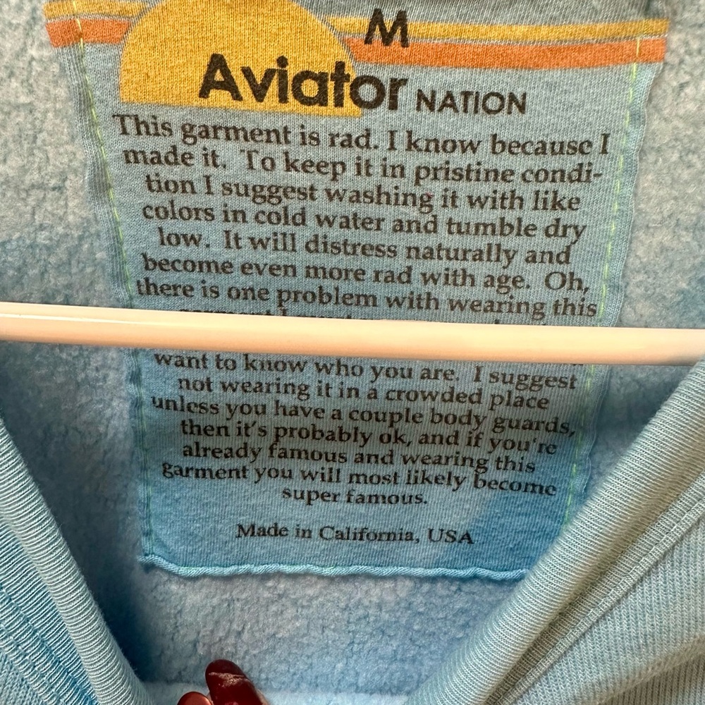 Aviator Nation Light Blue Smiley Crewneck Sweater M - Picture 4 of 4